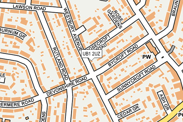 UB1 2UZ map - OS OpenMap – Local (Ordnance Survey)