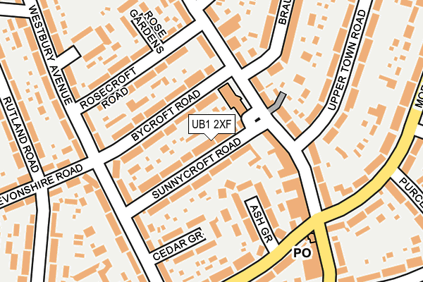 UB1 2XF map - OS OpenMap – Local (Ordnance Survey)