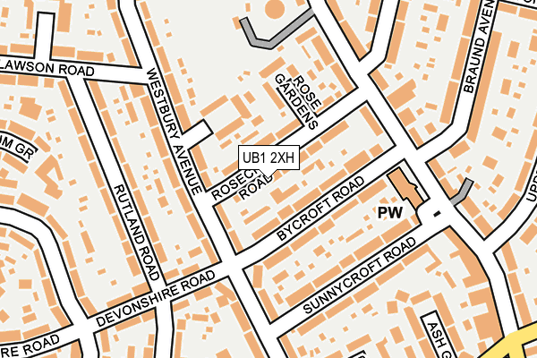UB1 2XH map - OS OpenMap – Local (Ordnance Survey)