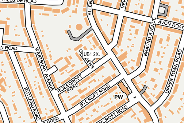 UB1 2XJ map - OS OpenMap – Local (Ordnance Survey)