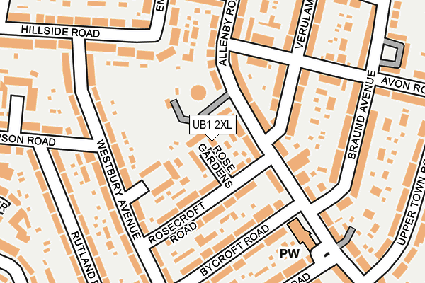 UB1 2XL map - OS OpenMap – Local (Ordnance Survey)