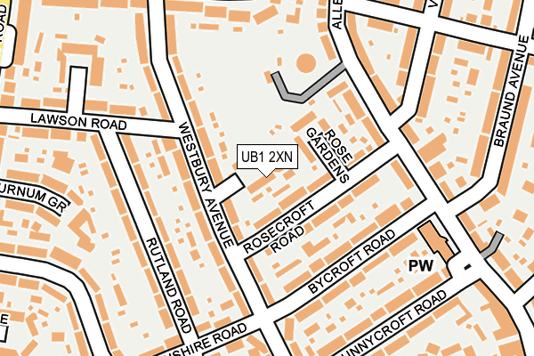 UB1 2XN map - OS OpenMap – Local (Ordnance Survey)