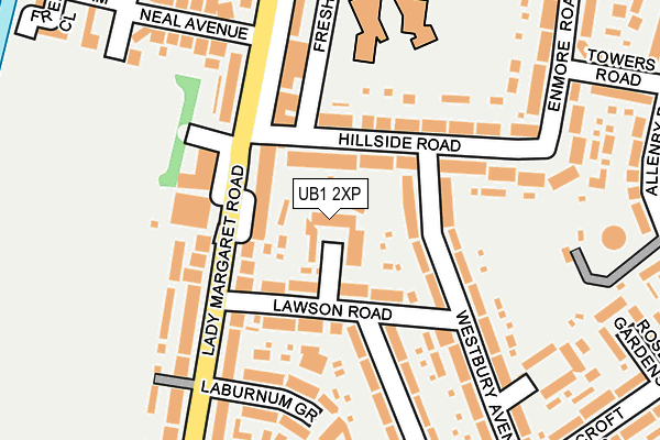 UB1 2XP map - OS OpenMap – Local (Ordnance Survey)