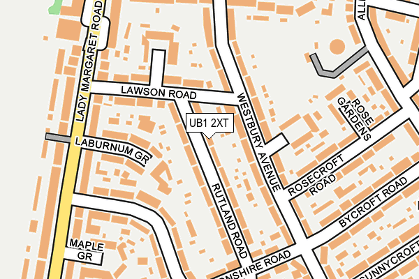 UB1 2XT map - OS OpenMap – Local (Ordnance Survey)