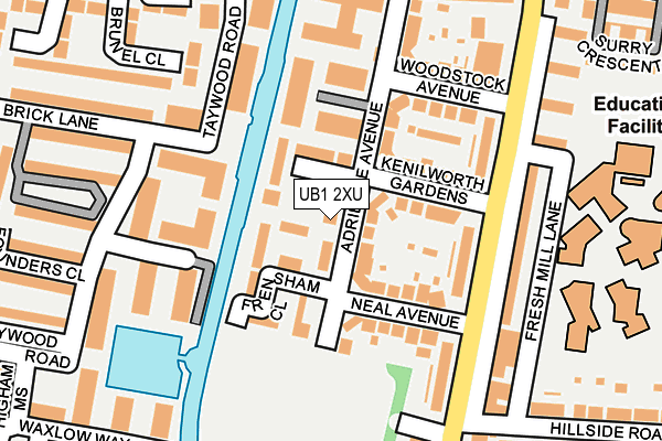 UB1 2XU map - OS OpenMap – Local (Ordnance Survey)