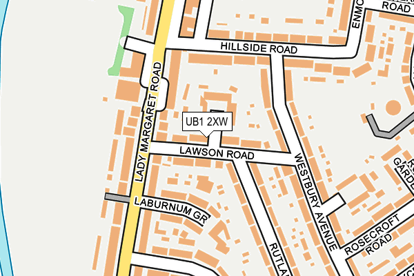 UB1 2XW map - OS OpenMap – Local (Ordnance Survey)