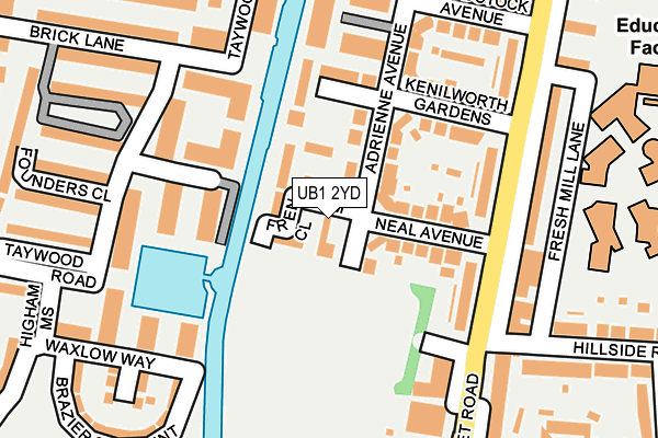UB1 2YD map - OS OpenMap – Local (Ordnance Survey)
