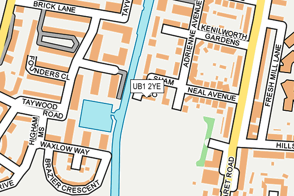 UB1 2YE map - OS OpenMap – Local (Ordnance Survey)