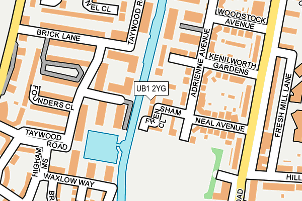 UB1 2YG map - OS OpenMap – Local (Ordnance Survey)