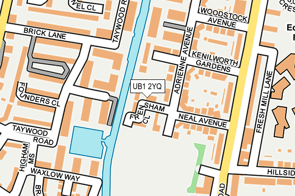 UB1 2YQ map - OS OpenMap – Local (Ordnance Survey)