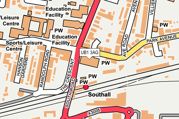 UB1 3AG map - OS OpenMap – Local (Ordnance Survey)