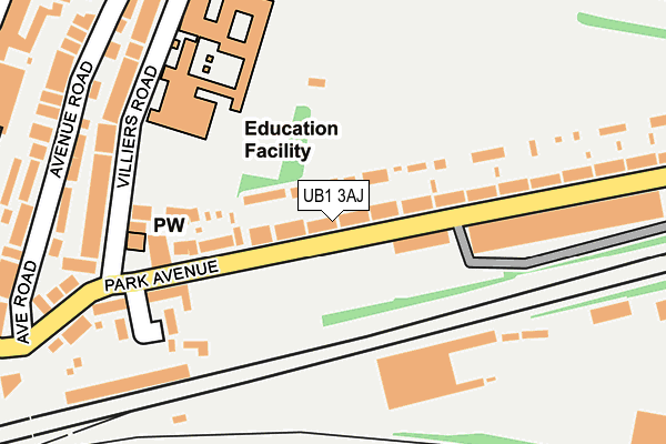 UB1 3AJ map - OS OpenMap – Local (Ordnance Survey)