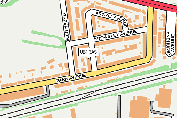 UB1 3AS map - OS OpenMap – Local (Ordnance Survey)