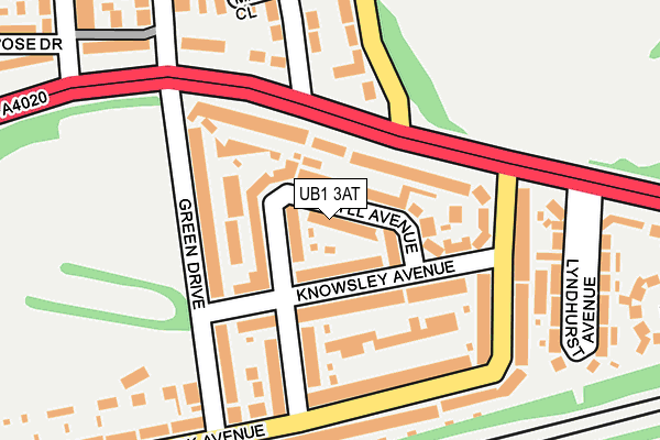 UB1 3AT map - OS OpenMap – Local (Ordnance Survey)