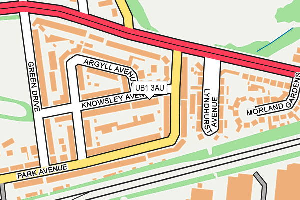 UB1 3AU map - OS OpenMap – Local (Ordnance Survey)