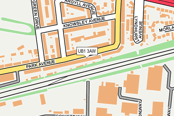 UB1 3AW map - OS OpenMap – Local (Ordnance Survey)