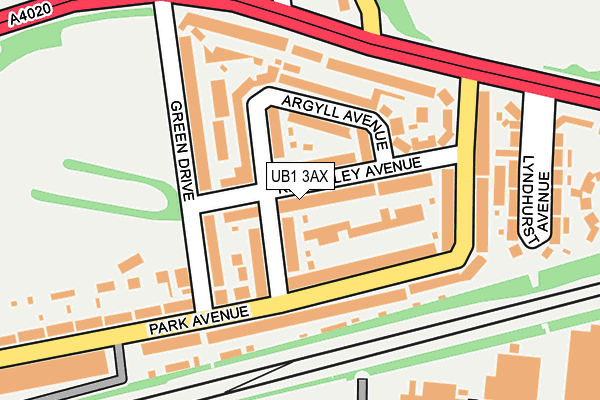 UB1 3AX map - OS OpenMap – Local (Ordnance Survey)