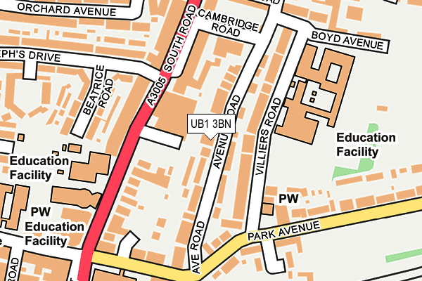 UB1 3BN map - OS OpenMap – Local (Ordnance Survey)