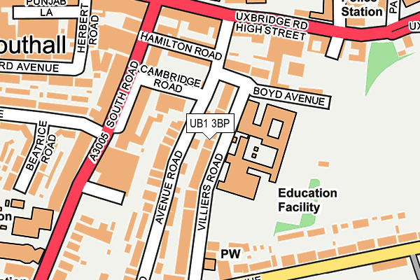 UB1 3BP map - OS OpenMap – Local (Ordnance Survey)