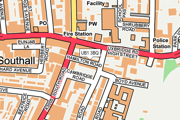 UB1 3BQ map - OS OpenMap – Local (Ordnance Survey)