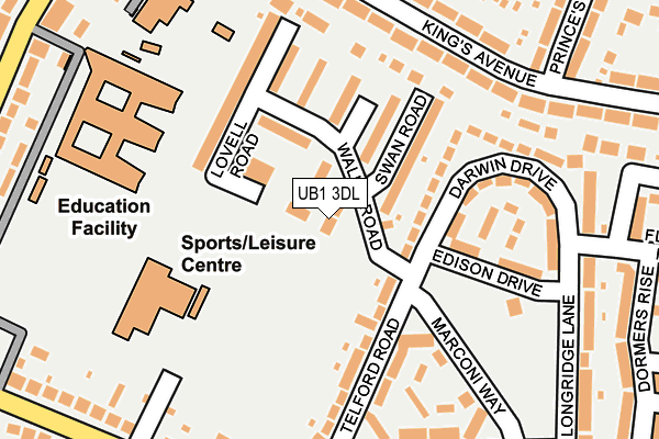 UB1 3DL map - OS OpenMap – Local (Ordnance Survey)