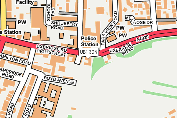 UB1 3DN map - OS OpenMap – Local (Ordnance Survey)