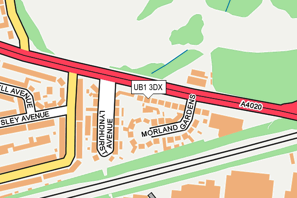 UB1 3DX map - OS OpenMap – Local (Ordnance Survey)