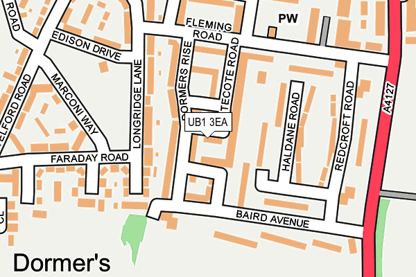 UB1 3EA map - OS OpenMap – Local (Ordnance Survey)