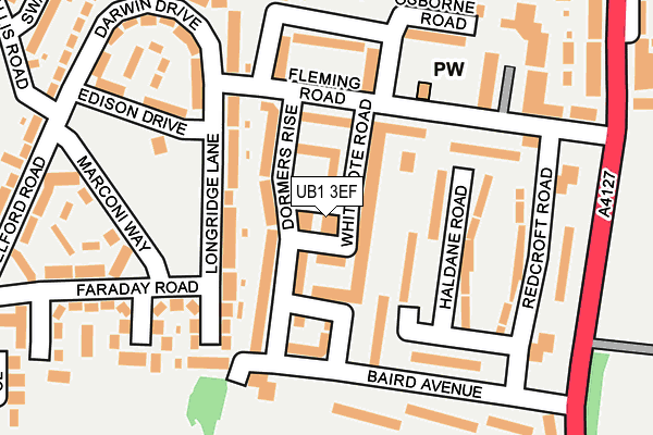 UB1 3EF map - OS OpenMap – Local (Ordnance Survey)