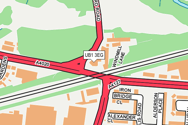 UB1 3EG map - OS OpenMap – Local (Ordnance Survey)