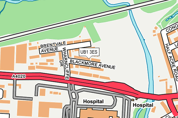 UB1 3ES map - OS OpenMap – Local (Ordnance Survey)