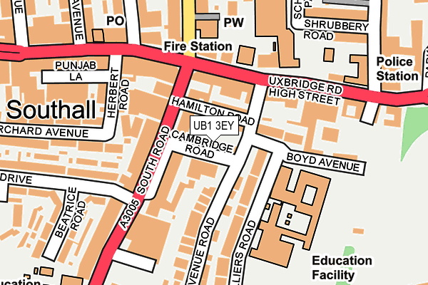 UB1 3EY map - OS OpenMap – Local (Ordnance Survey)