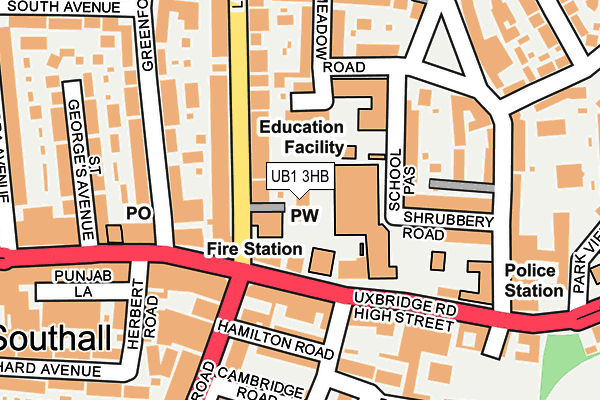 UB1 3HB map - OS OpenMap – Local (Ordnance Survey)