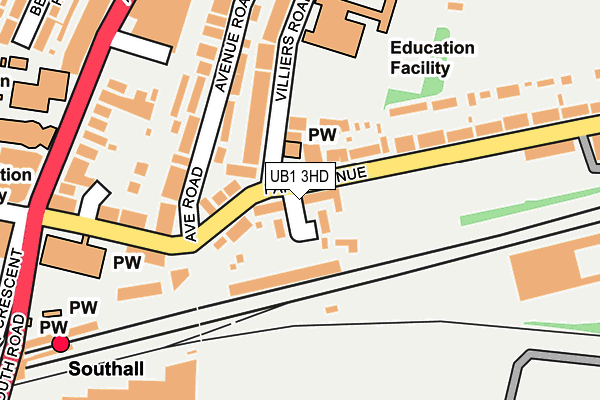 UB1 3HD map - OS OpenMap – Local (Ordnance Survey)