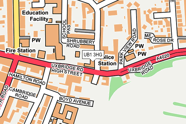 UB1 3HG map - OS OpenMap – Local (Ordnance Survey)