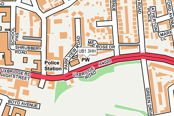 UB1 3HH map - OS OpenMap – Local (Ordnance Survey)