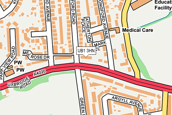 UB1 3HN map - OS OpenMap – Local (Ordnance Survey)