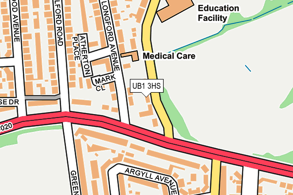 UB1 3HS map - OS OpenMap – Local (Ordnance Survey)