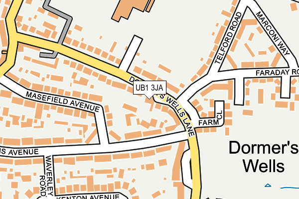 UB1 3JA map - OS OpenMap – Local (Ordnance Survey)