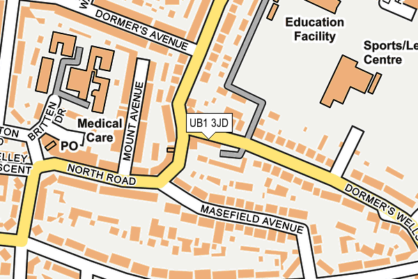 UB1 3JD map - OS OpenMap – Local (Ordnance Survey)
