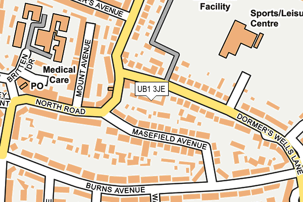 UB1 3JE map - OS OpenMap – Local (Ordnance Survey)