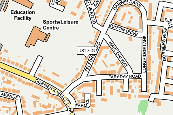 UB1 3JG map - OS OpenMap – Local (Ordnance Survey)