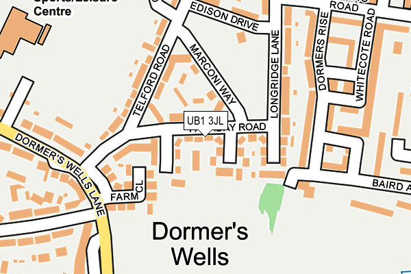 UB1 3JL map - OS OpenMap – Local (Ordnance Survey)