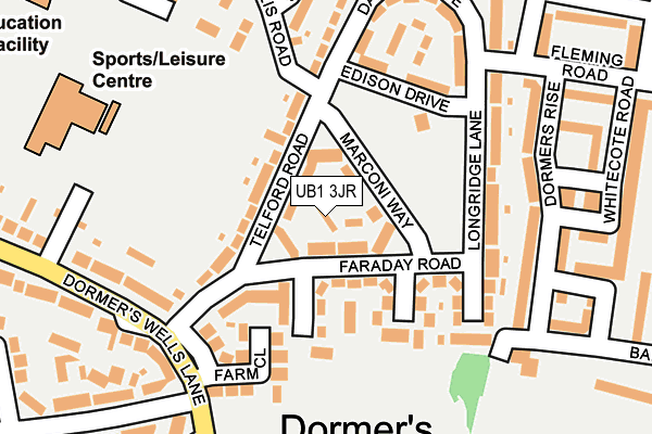 UB1 3JR map - OS OpenMap – Local (Ordnance Survey)