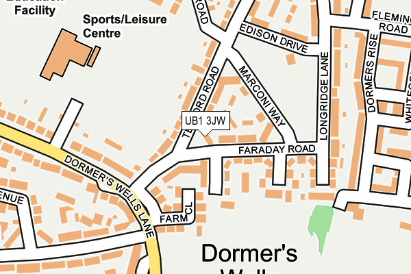 UB1 3JW map - OS OpenMap – Local (Ordnance Survey)