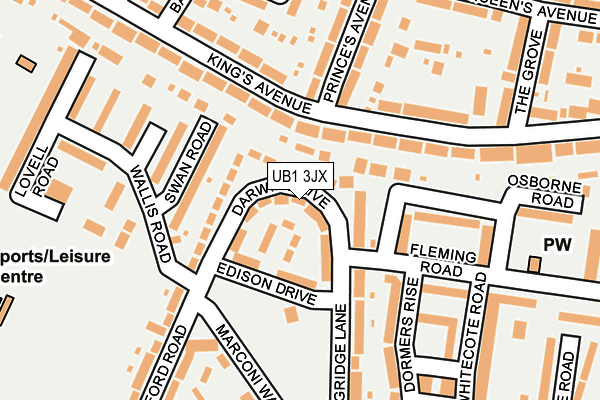 UB1 3JX map - OS OpenMap – Local (Ordnance Survey)