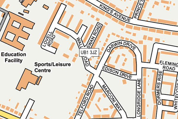 UB1 3JZ map - OS OpenMap – Local (Ordnance Survey)