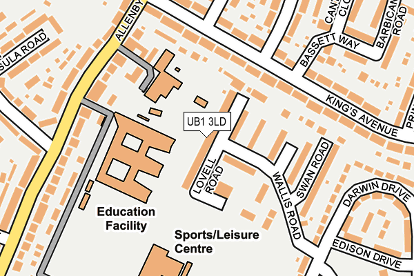 UB1 3LD map - OS OpenMap – Local (Ordnance Survey)