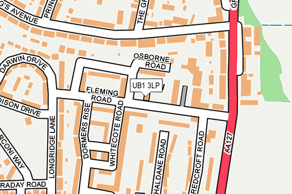 UB1 3LP map - OS OpenMap – Local (Ordnance Survey)