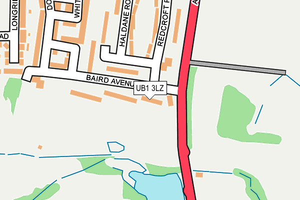 UB1 3LZ map - OS OpenMap – Local (Ordnance Survey)